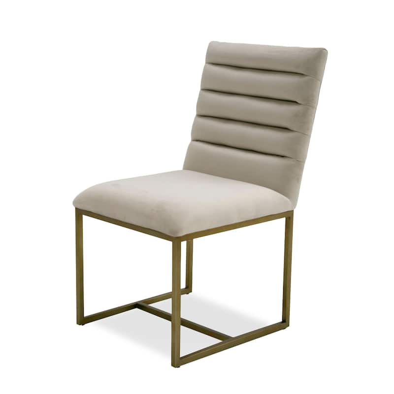 Modrest Barker Modern Beige & Brush Gold Dining Chair (Set of 2)
