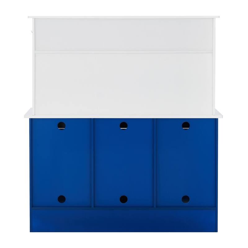 Teamson Kids - Little Chef Berlin Modern Play Kitchen - White / Blue - 34.02" L x 11.73" W x 37.24" H