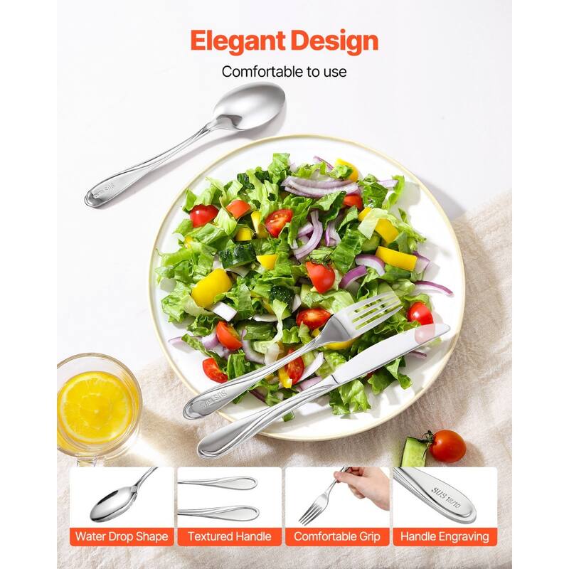 Stainless Steel Dishwasher Safe Silverware Flatware Utensil Set for Home Kitchen and Events