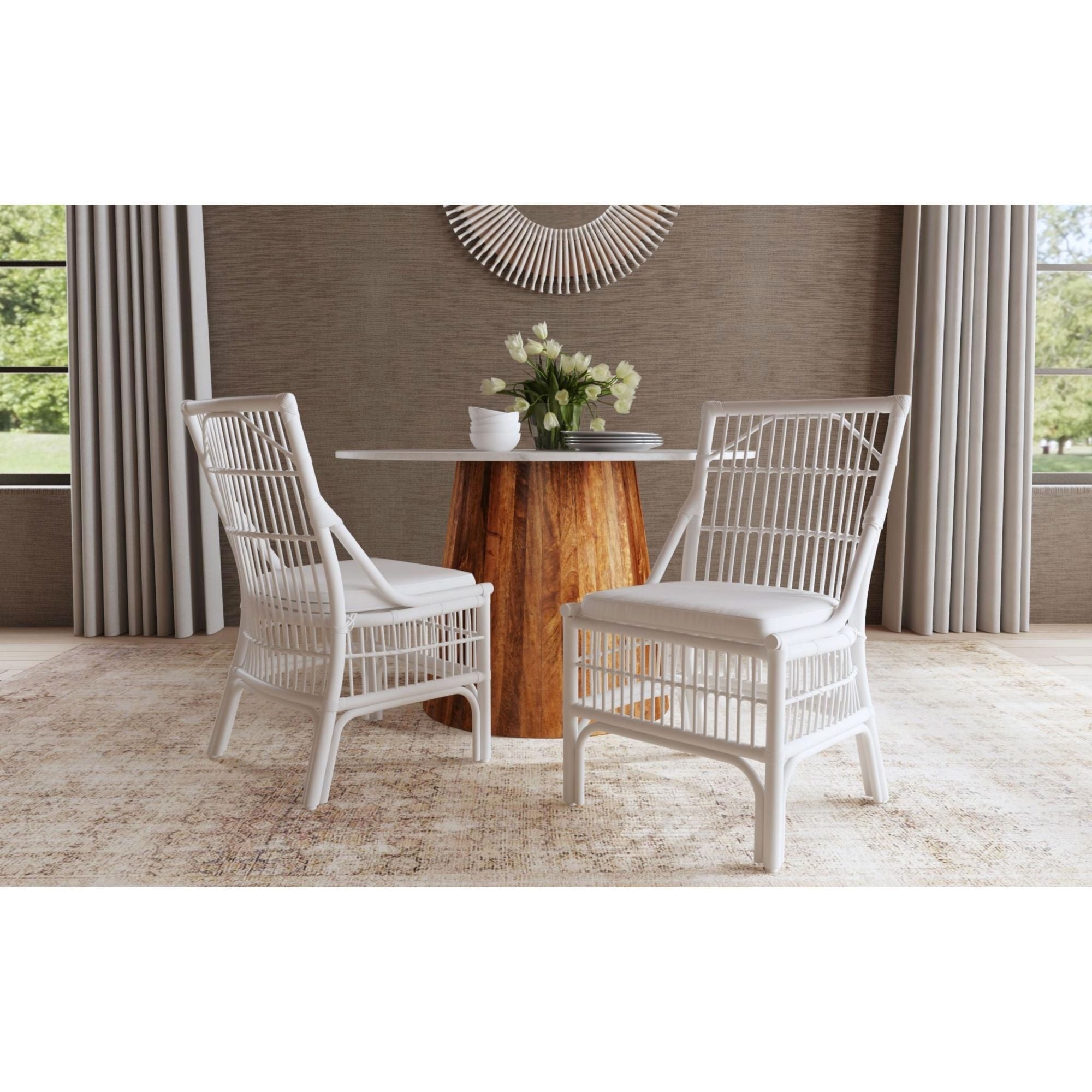 Rattan Slat Back Cushioned Dining Chairs, Set of Two by East at Main