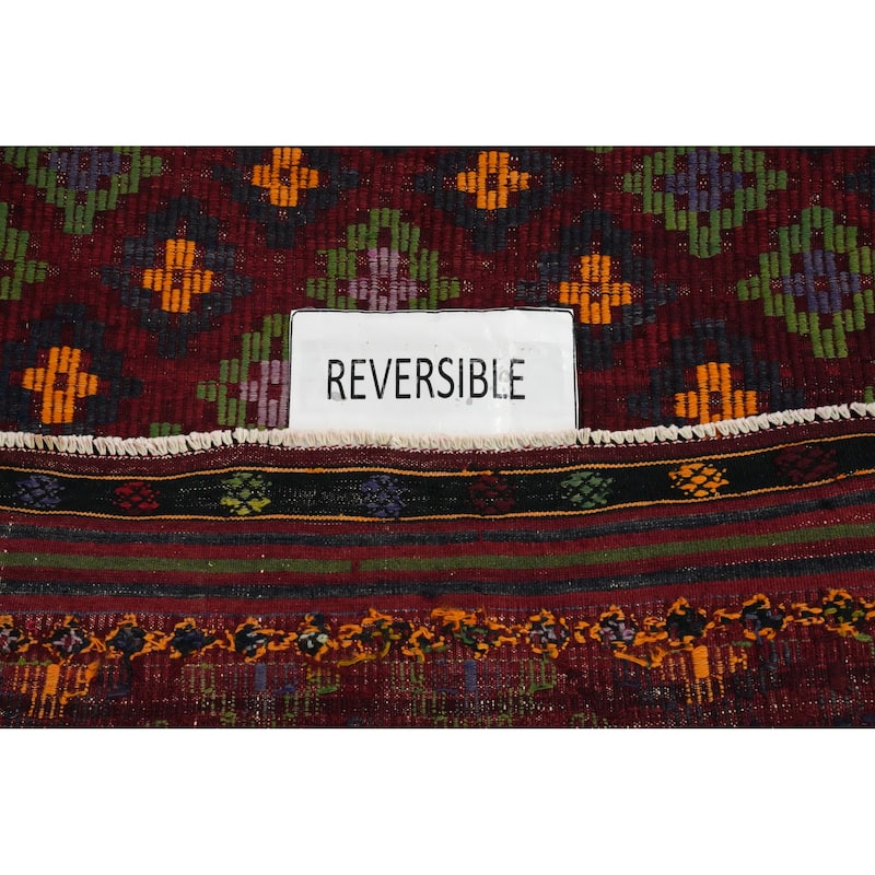 Hand Woven Oriental 100% Wool Carpet Southwestern Tribal Red Kilim Area Rug - 7' 11'' X 4' 10''