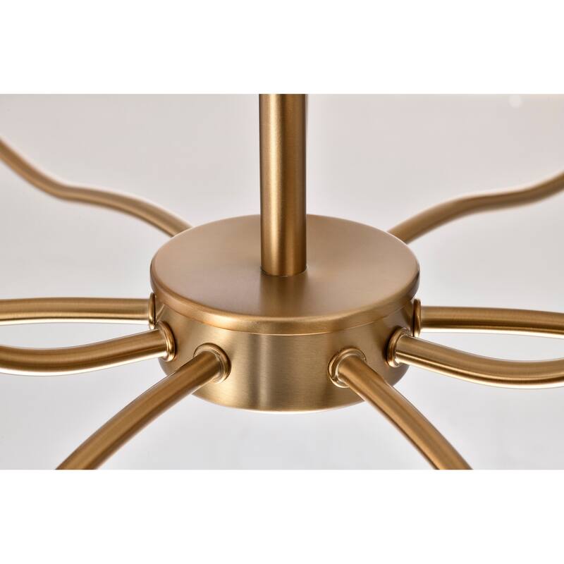 Liam 9 Light Chandelier Burnished Brass White Opal Glass - Burnished Brass