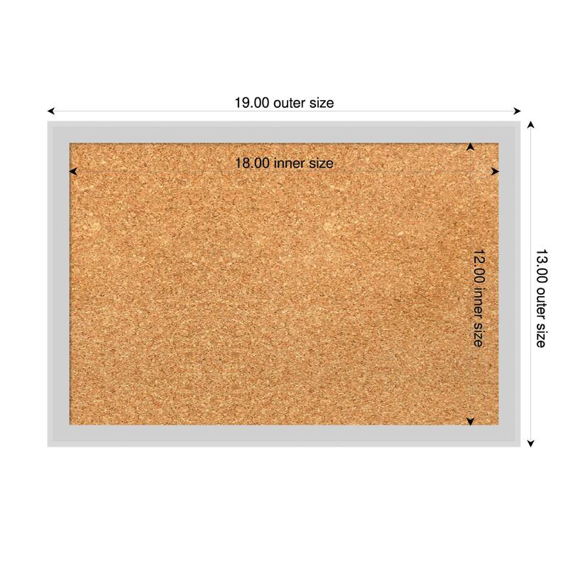 Incline Silver Wood Framed Cork Board - Bulletin Board, Organization Board, Pin Board - Natural - 19 x 13 in