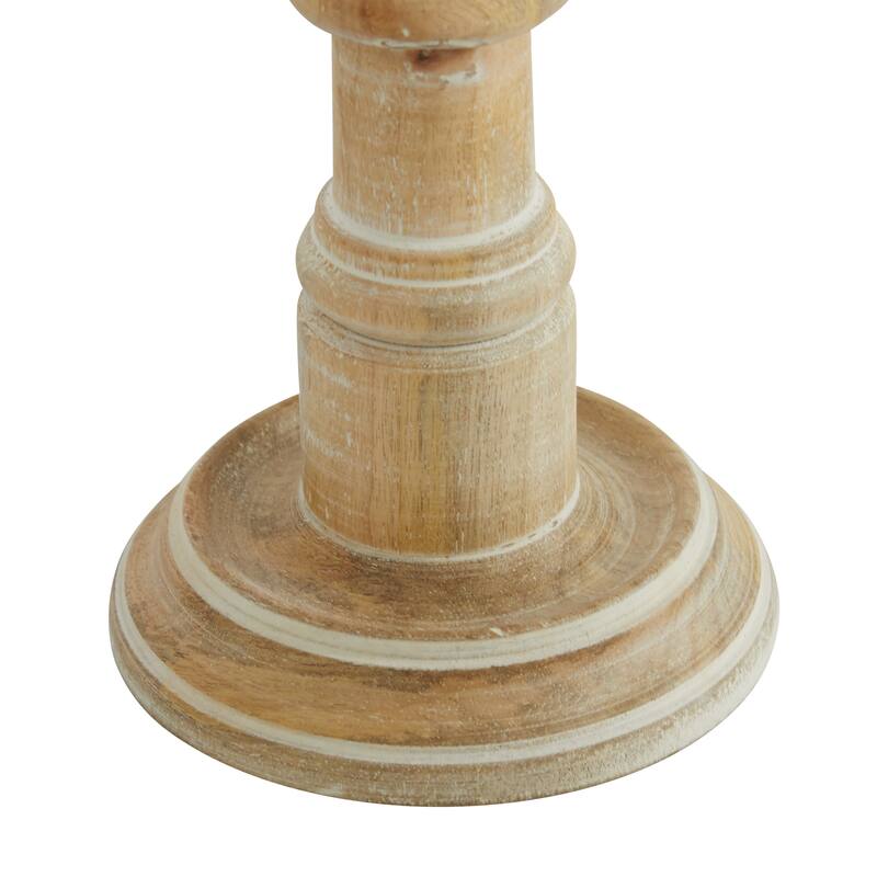 Mango Wood Candle Holder - Set of 3 Brown - Roche River Decor - 6"W x 6"L x 17"H