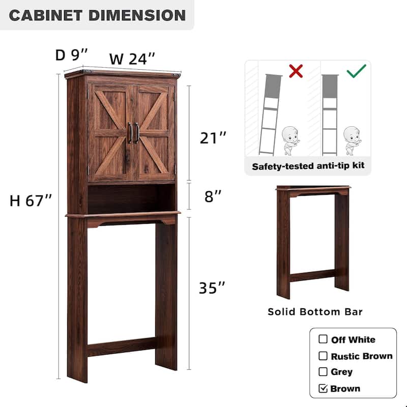 Farmhouse Over The Toilet Storage Cabinet, 67" Tall Bathroom Cabinet