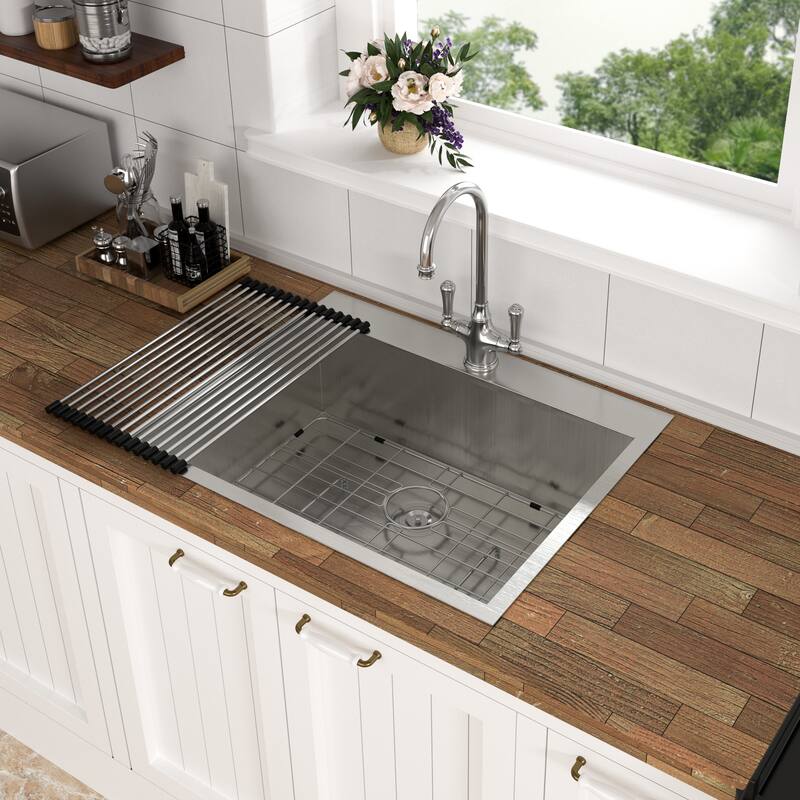 Kitchen Sink Drop In 16 Gauge Stainless Steel 25" Single Bowl Topmount Kitchen Sink Basin