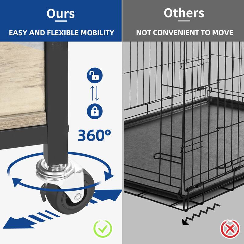 Moasis Dog Pet Crate With Lockable Entrance and Wheel