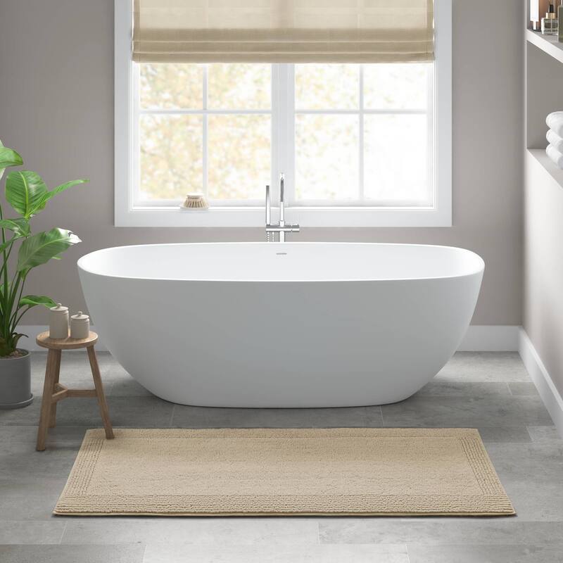 1 PCS 17x24" Cotton Tufted 3000 GSM Reversible Bath Rug White