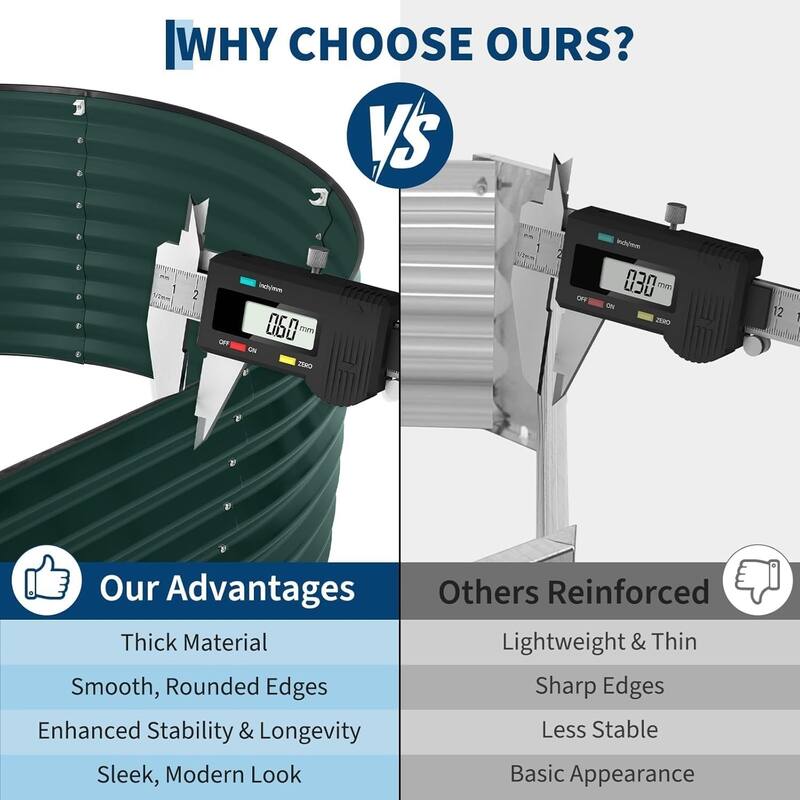 8x4x2 ft Oval Galvanized Steel Raised Garden Bed Kit with Zippered Cover - Open-Bottom Planter Dark Green