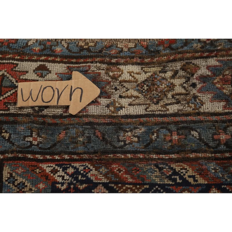 Pre-1900 Antique Vegetable Dye Kazak Area Rug Handmade Wool Carpet - 5'5" x 13'4"