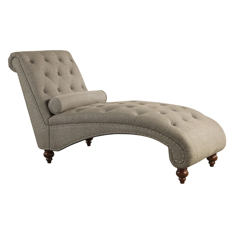 Cagle Chaise Lounge - 69" x 28.5" x 37" - Brown (Silver Nailhead)