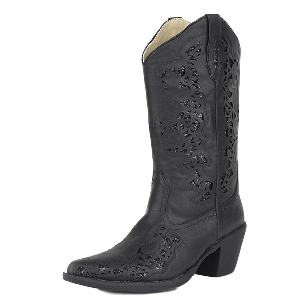 Roper Western Boots Womens Alisa Glitter Black