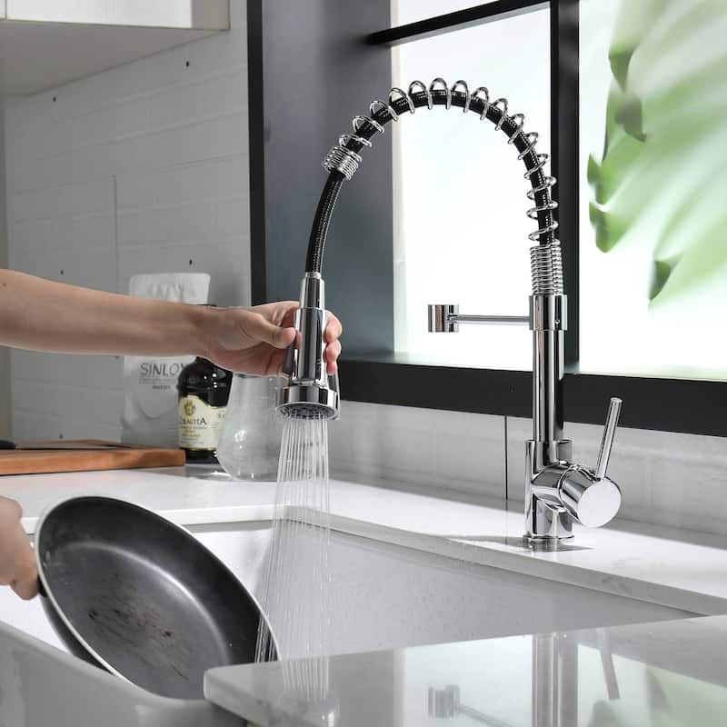 Single Handle Commercial Kitchen Sink Faucet With Pull Down Sprayer Single Hole Kitchen Faucet Brushed Nickel Vanity Basin Taps