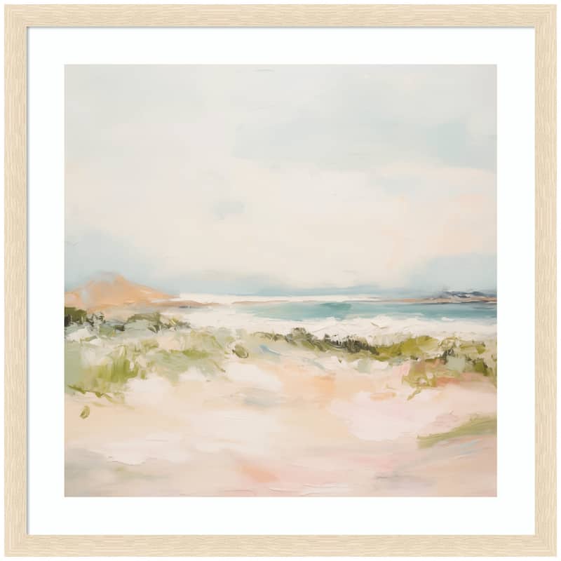 Kate and Laurel Tranquil Landscape III Square by Amy Lighthall Framed Wall Art Print - 26 x 26 - Natural