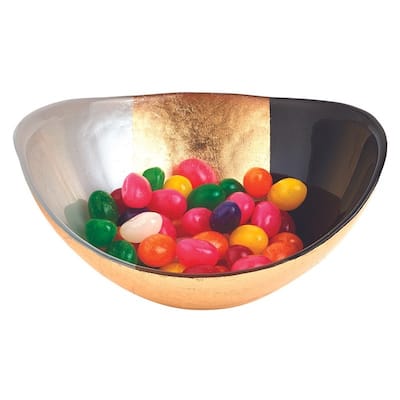 Gold Black and White Oval Glass Bowl - 2" x 6" x 5.5"