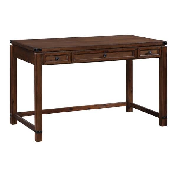 OS Home & Office Furniture Writing Desk in Brushed Walnut Wood Veneer -  Overstock - 33626398