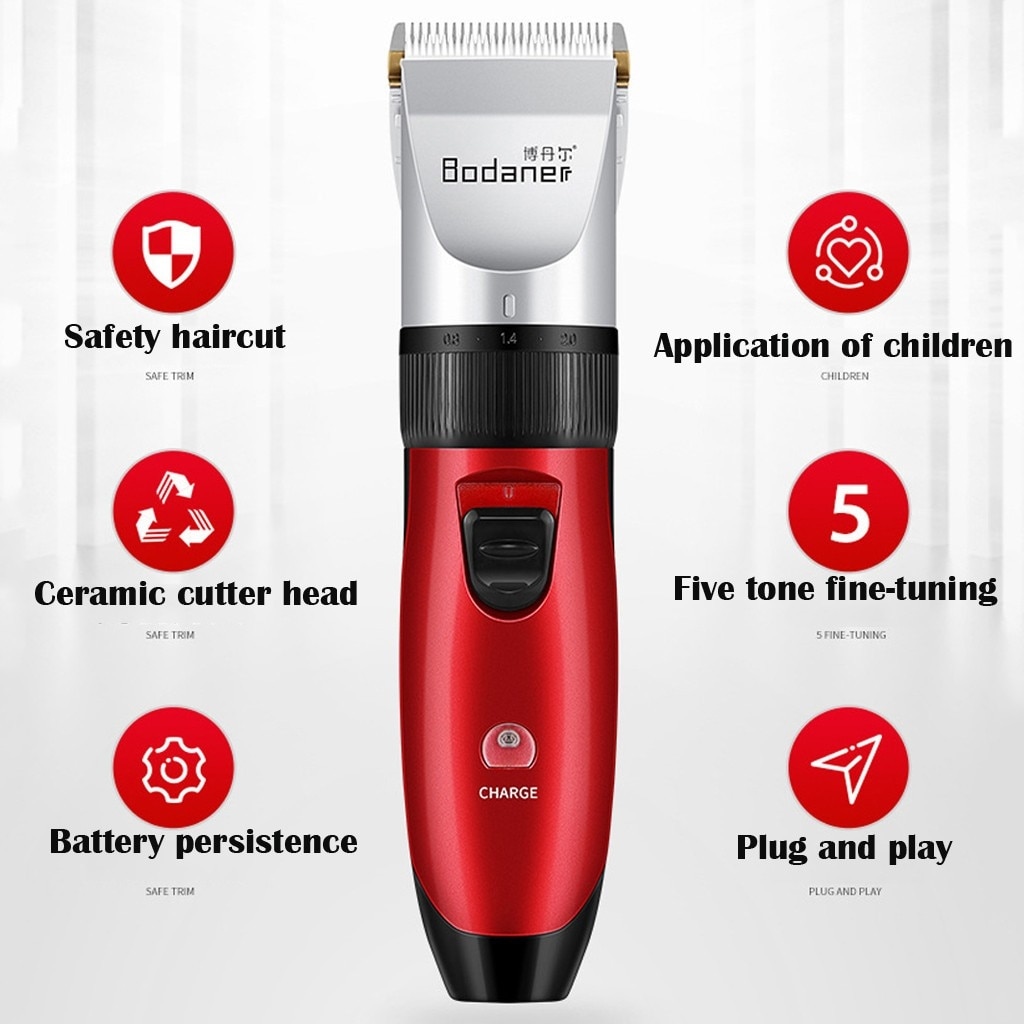 Metal Professional Hair Clipper, Electric Cordless Hair Trimmer