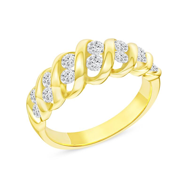 3/4ct TDW Diamond Swirling Wedding Band in 14K Yellow Gold for Women
