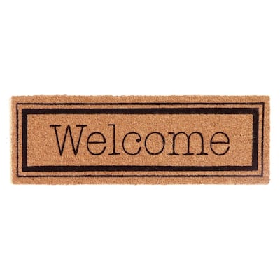 Welcome 30x10 Long Sheltered Front Door Mat Coco Natural