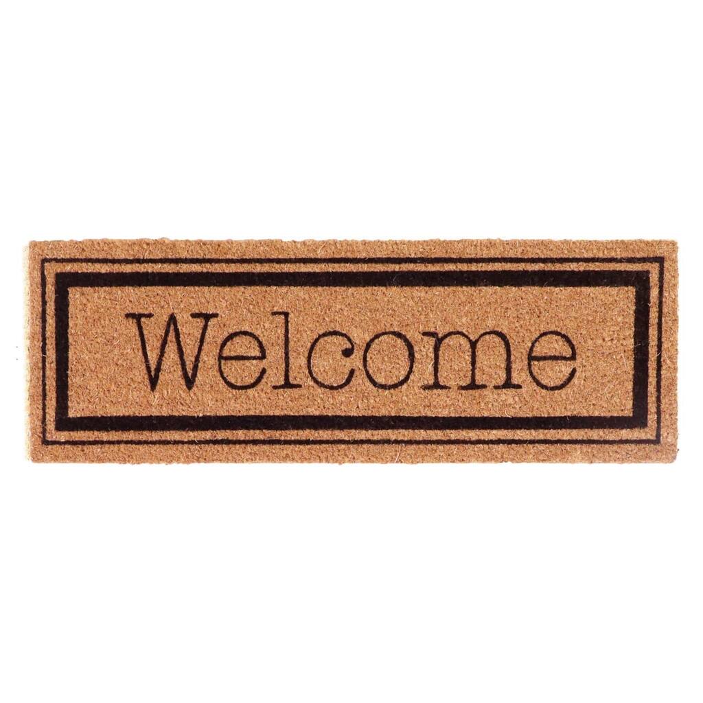Welcome 30x10 Long Sheltered Front Door Mat Coco Natural