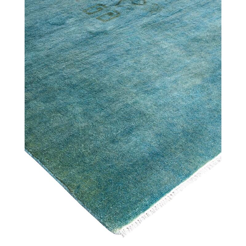 Overdyed, One-of-a-Kind Hand-Knotted Area Rug - Blueish - 12' 1" x 15' 2"