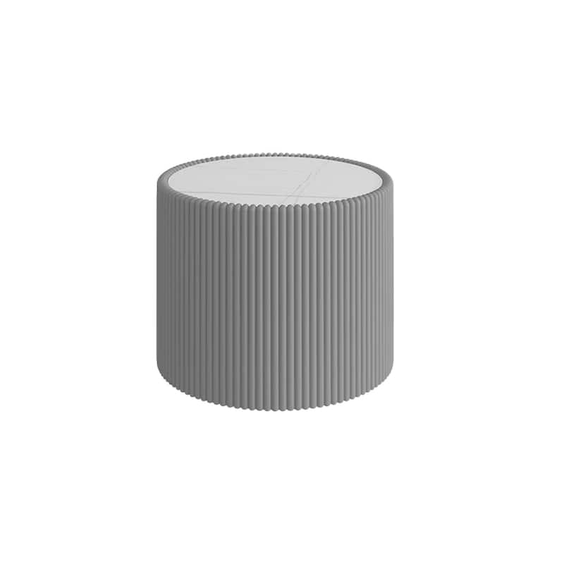 Small Coffee Table End Table for Living Room, Luxury Round Leather Accent Tables, Modern Circle Center Tables with Marble Top