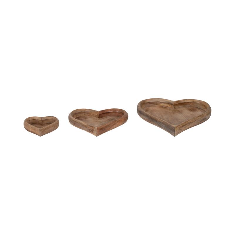 Heart-Shaped Tray with Rich Wood Grain Detail - Decorative Tray for Office and Home Decor
