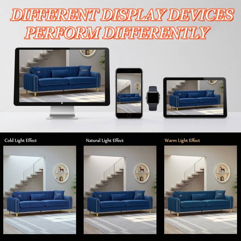 87.4" Luxury Loveseat Sofa with Metal Legs, Round Arms