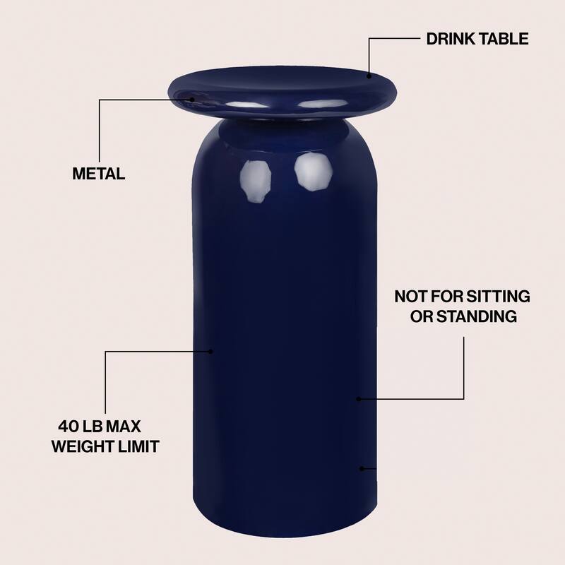 Oliver 22.75" Metal Sleek Cylinder Drink Table, by JONATHAN Y