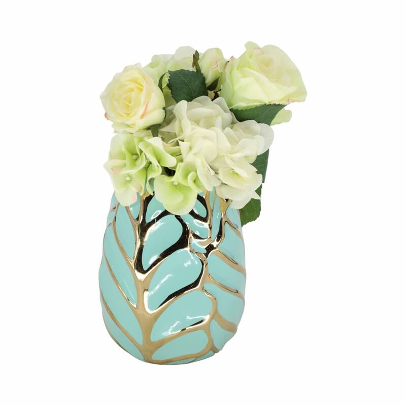 Sagebrook Home Leaf Ceramic Accent Vase