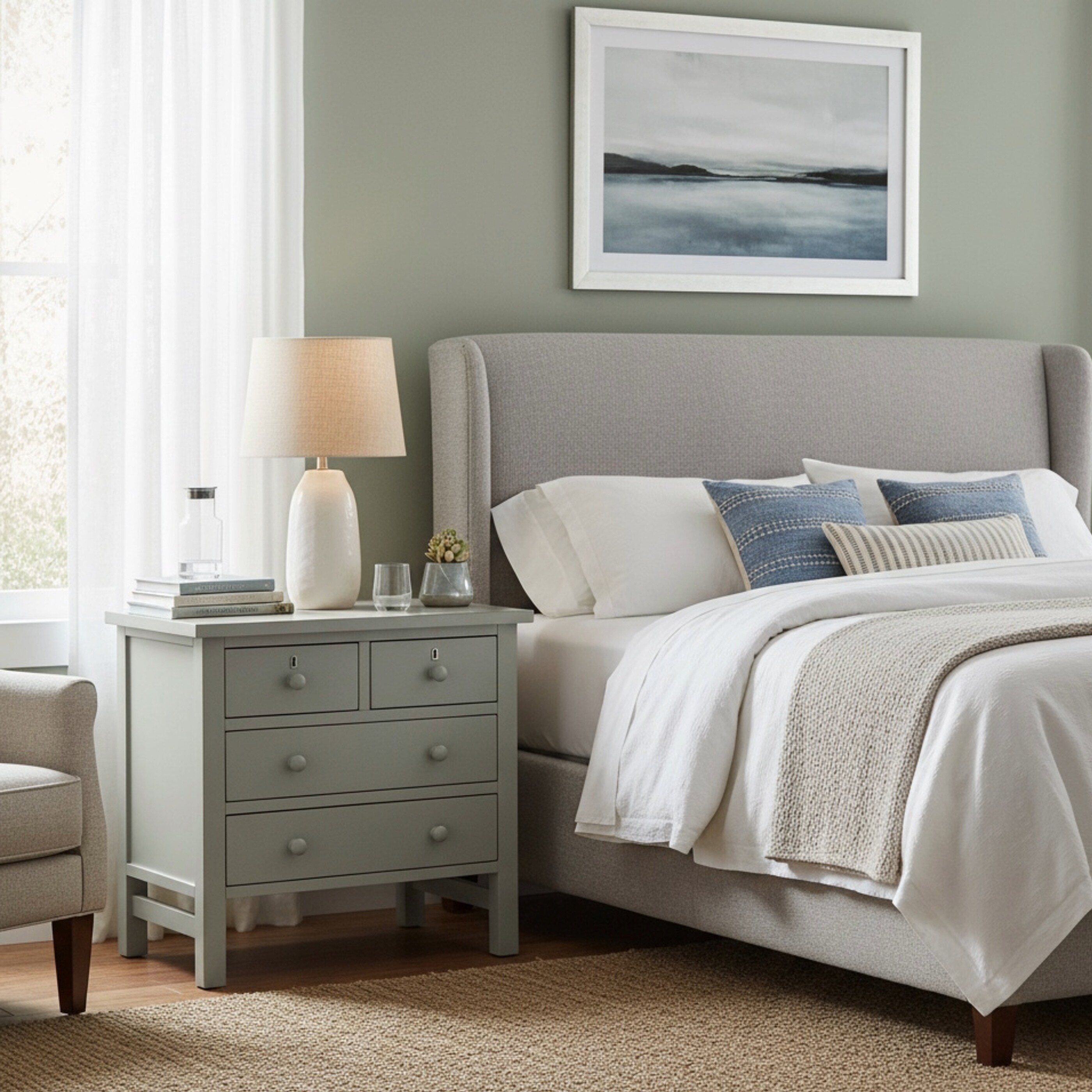 4- Drawer Nightstand with Dovetail Construction and Wooden Knobs