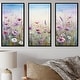 preview thumbnail 1 of 11, Designart "Wild Flowers Meadows III" Flower Field Framed Art Set of 3 - Traditional Purple Wall Art Set 3 Pieces 36 in. W x 28 in. H - 3 Panels - Black