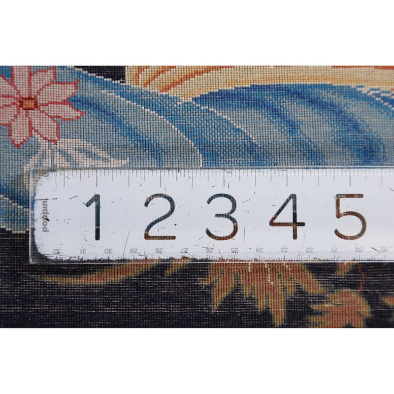 Hand Knotted Oriental Kork Wool Carpet Traditional All-Over Navy Blue & Blues Tabriz Area Rug - 6' 11'' X 4' 9''