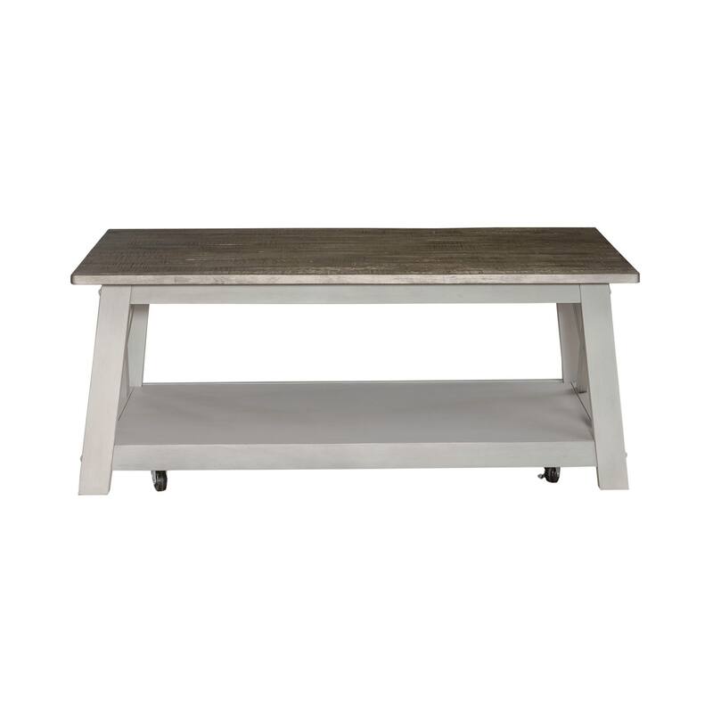 Laurel Bluff Antique White Dust Gray Rectangular Cocktail Table