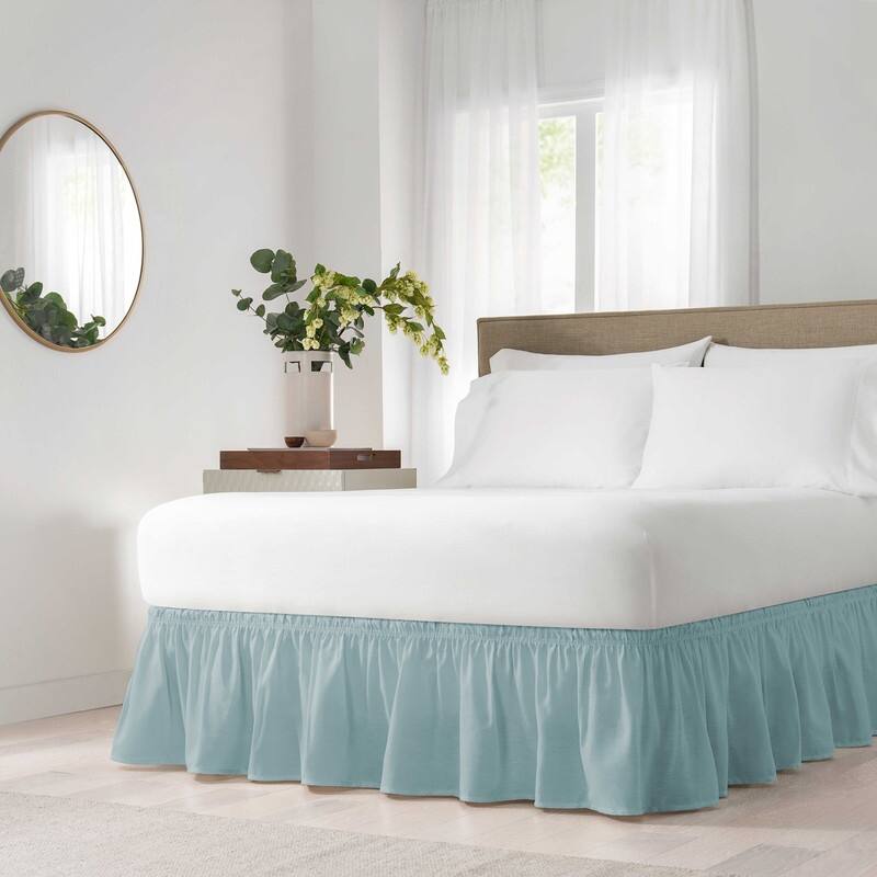 EasyFit Wrap Around Solid Ruffled Bed Skirt - Queen/King - Spa Queen