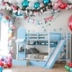 preview thumbnail 2 of 46, Full-Over-Full Castle Style Bunk Bed with 2 Drawers 3 Shelves and Slide