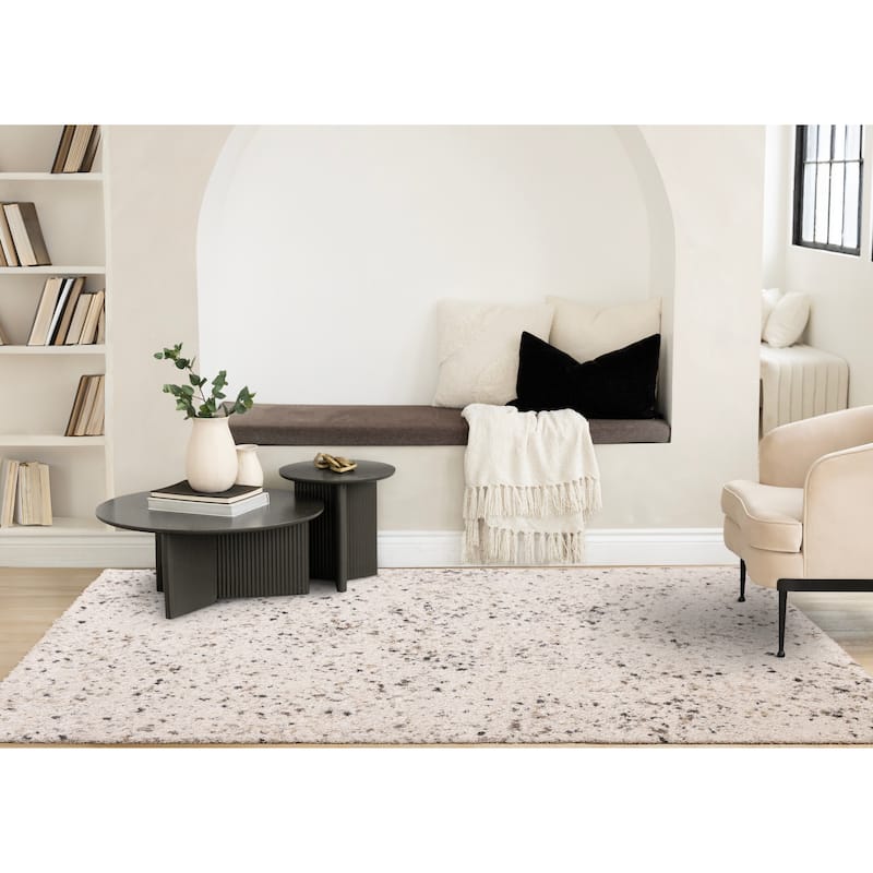 White Grey Black Speckled Soft Plush Rug