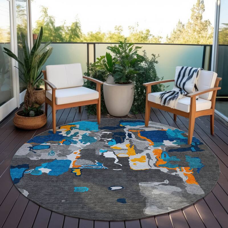 Machine Washable Indoor/ Outdoor Abstract Glam Chantille Rug