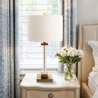 28X15" Traditional Crystal Lamp, Clear, , 28"H, - 15" x 15" x 28" - Bed ...
