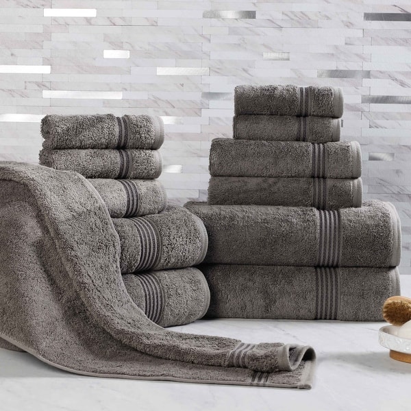 Superior Heritage Egyptian Cotton Absorbent 12-Piece Towel Set - Charcoal