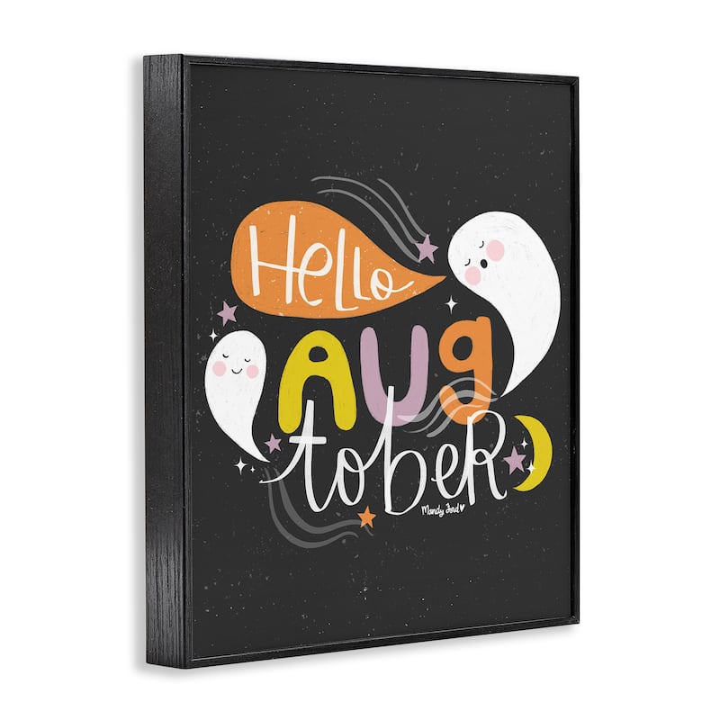 Stupell Hello Augtober with Ghosts Framed Giclee Art Design By Mandy Ford Art + Illustration