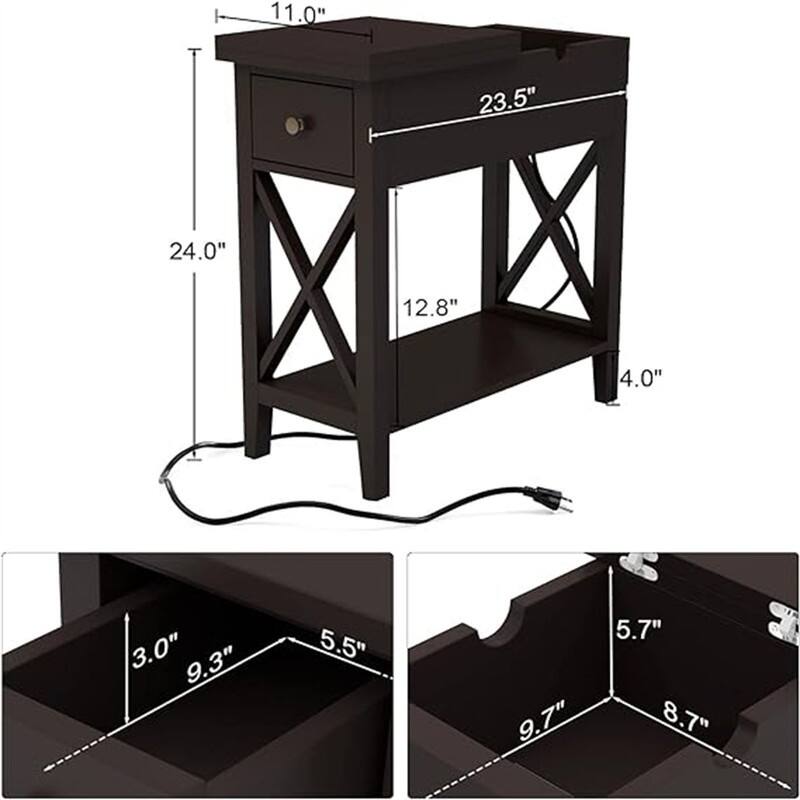 End Table with Flip Top and Charging Station