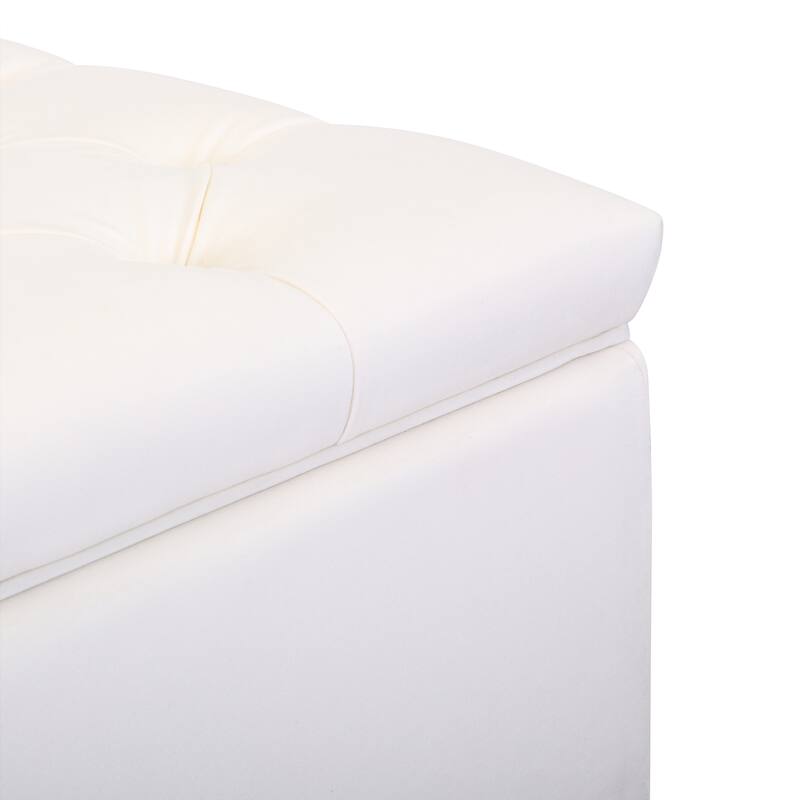 29.5" Wide Velvet Tufted Square Ottoman With Storage