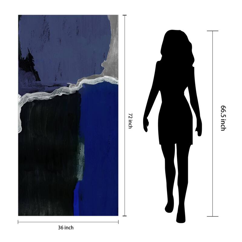 "Cobalt Abstract 2B" Frameless Free Floating Tempered Glass Panel Graphic Wall Art
