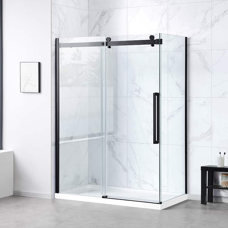 Bel Soft Close 3-Piece Base/Door Rectangular Corner Shower Kit (Left or Right Drain)