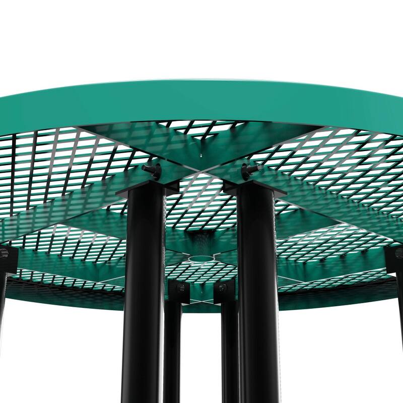 Commercial Grade Expanded Mesh Metal Outdoor Picnic Table - 82.5"D x 82.5"W x 29"H