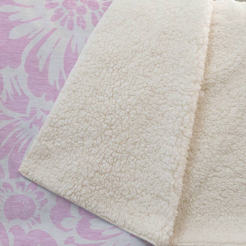 Premium Machine Washable Modern Floral Sherpa Throw Blanket