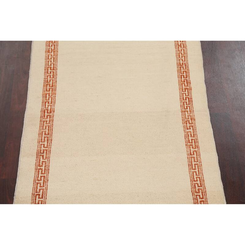Geometric Bordered Gabbeh Kashkoli Oriental Area Rug Wool Hand-knotted - 3'0" x 5'5"