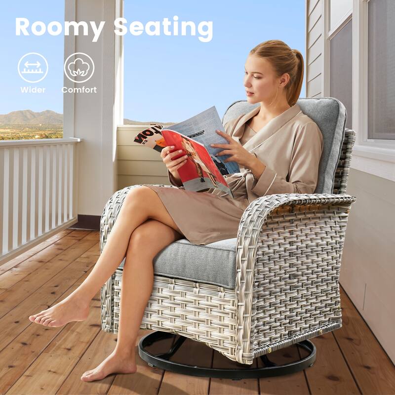 XIZZI 9-piece Patio Furniture Outdoor Wicker Chair Set with Fire Table