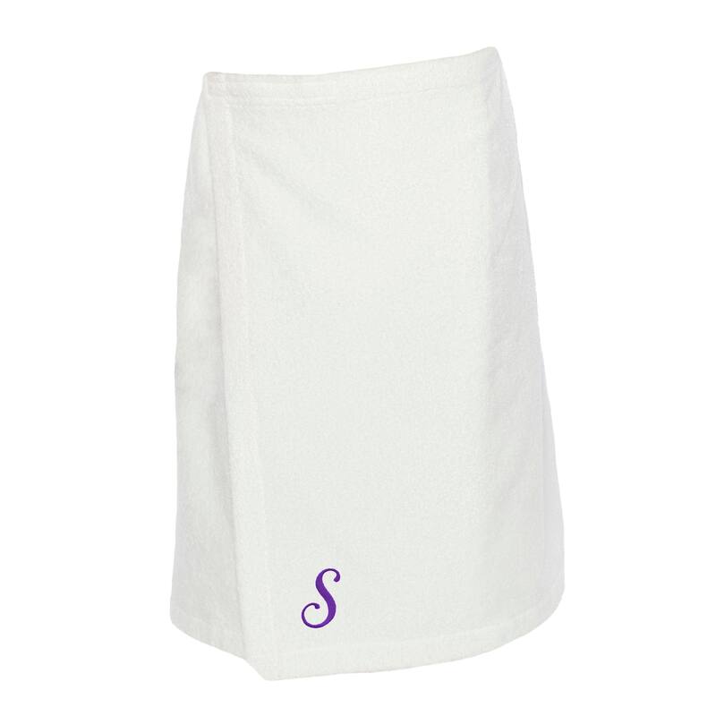 Authentic Hotel and Spa Turkish Cotton Terry Monogrammed White Womens Spa and Shower Towel Wrap - White/S